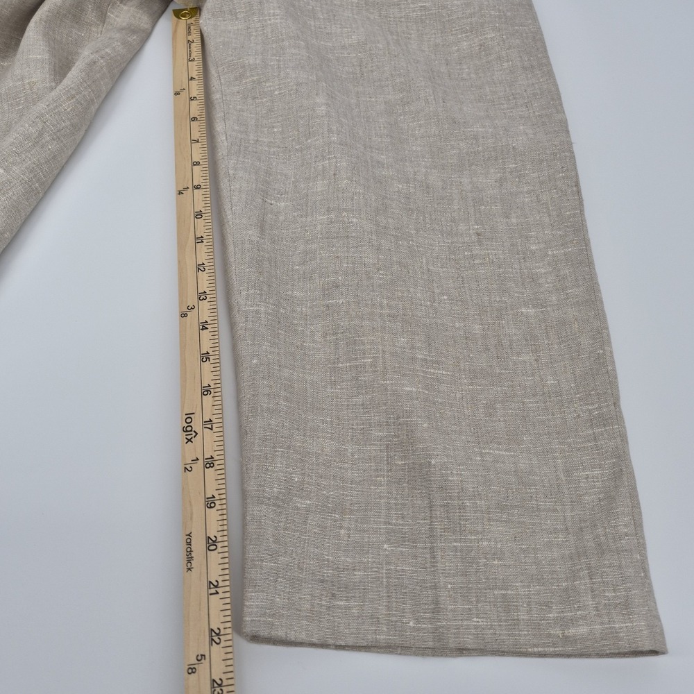 harve benard 90's  Women's Linen Cropped Pants Tan Wide Leg Trousers Coastal‎ 12 - Picture 13 of 13